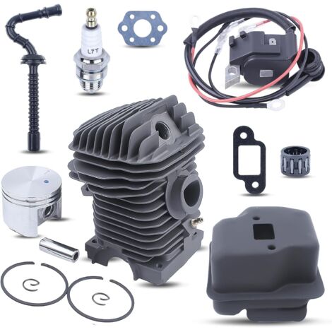 LinDuxe Piston de cylindre de 42,5 mm pour moteur de tronçonneuse Stihl MS250 MS230 025 023 Pièces de moteur avec bobine d'allumage Kit de filtre à carburant silencieux Remplace 11230201209 1123030040 (1/4)