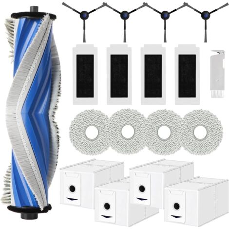 Kit d'accessoires pour ECOVACS DEEBOT T30 Omni – 1 brosse principale, 4 filtres HEPA, 4 serpillières microfibre, 4 sacs à poussière, 4 brosses latérales