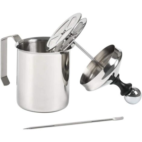 500 ml Mélangeurs Manuels de Mousseur à Lait en Acier Inoxydable, Mousseur à Lait bodum, Mousseur a lait Manuel, Emulsionneur Barista Idéal Mousse De Lait Cappuccino Et Latte Macchiato