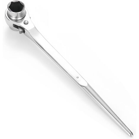 Cliquet d'échafaudage 19/22 mm, clé à cliquet, clé d'échafaudage commutable droite/gauche, clé à podger multifonction, cliquet en CR-V avec surface chromée mate (1/5)