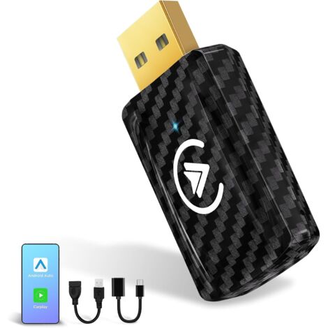 Adaptateur sans Fil Android Auto & Carplay, sans Fil 2 en 1 Convertit Android Auto/Carplay Filaire en sans Fil pour Les Voitures avec AA & Carplay filaires, USB C/A, Mini et Stable SMT-AC01