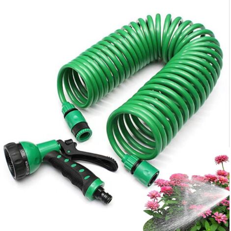 Tuyau d'arrosage à recul, tuyau d'eau enroulé - Tuyaux d'eau bouclés,Tuyaux d'eau Flexible, tuyau d'eau de lavage de camping-car, enroulement avec connecteurs pour le lavage de voiture (1/5)