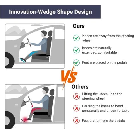 Siège Rehausseur Adulte Voiture – Coussin épais 7,6 Cm, Antidérapant | Conducteurs Petits, Meilleure Vision, Confort Longue Route