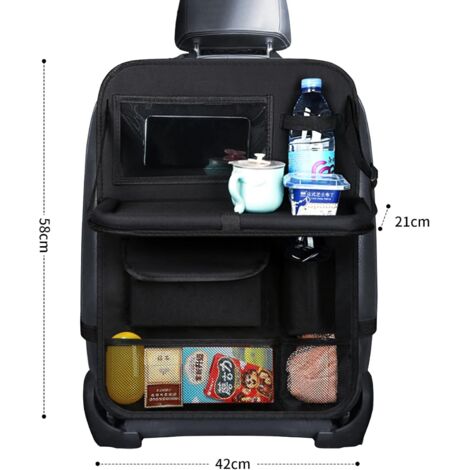 Organisateur De Voiture Dewocke Avec Table à Manger Pliable - Protection Siège Arrière Noir Imperméable Multifonction
