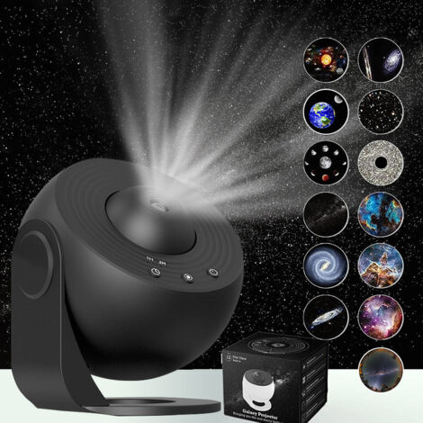 Projecteur d'étoiles 13 en 1 – Projection 360° avec 13 disques interchangeables – Minuteur intégré 15/30/60 min – Pour chambre et relaxation (1/5)