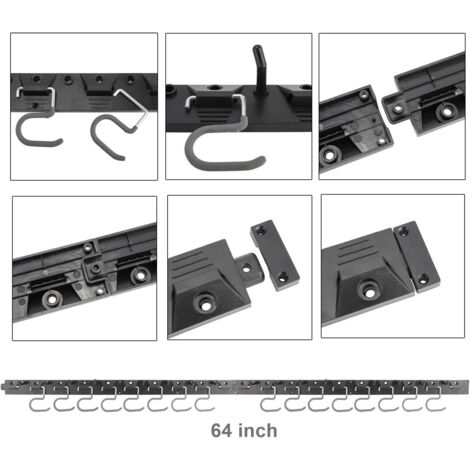 Organisateur Mural Outils Garage/jardin 172 Cm - En Métal, Réglable, Avec Crochets L Et S (charge 30 Kg Max) - 10
