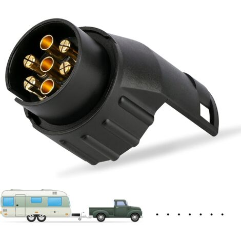 Adaptateur de remorque de 7 Broches vers 13 Broches 7/13 Connecteur de convertisseur de Prise électrique adapté pour remorque Caravane Voiture Camion Camping-Car (1/5)