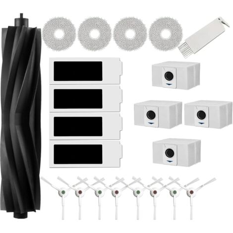 Accessoires pour Ecovacs Deebot T20 Omni, T20e Omni, 1 Brosse Principale en Caoutchouc, 4 Filtres HEPA, 4 Lingettes, 8 Brosses latérales, 4 Sacs à poussière (1/5)