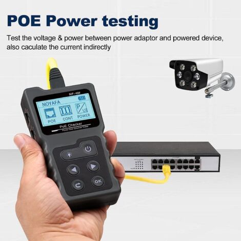Testeur Réseau RJ45 Avec PoE - Écran LCD, Pour Câbles Cat5/Cat6, Test Tension/Courant, Kit Complet