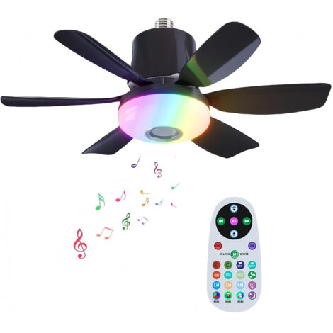 Ventilateur de plafond avec éclairage et télécommande, Lampe de ventilateur de plafond à LED à intensité variable, 6 vitesses, minuterie, 80cm, Noir | Leroy Merlin