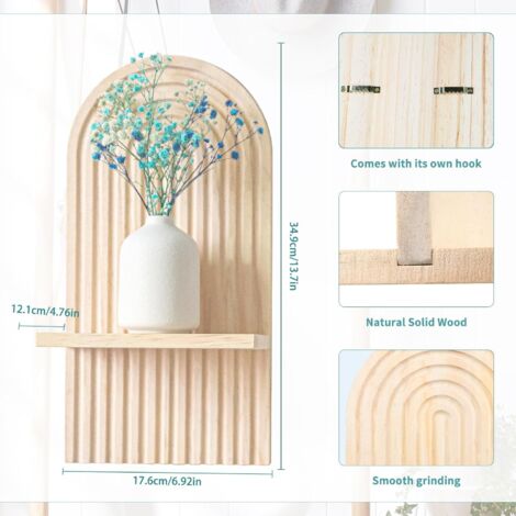 Étagères Murales En Bois Style Bohème - Lot De 2, 35x17cm, Design Arc-en-ciel