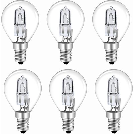 Lot de 6 Ampoule Halogène G45 E14 28W, Dimmable Blanc Chaud 2700K Transparent Ampoule Globe G45 Halogène E14 AC 230V 370LM pour Lustre, Applique, Lampadaire (1/5)