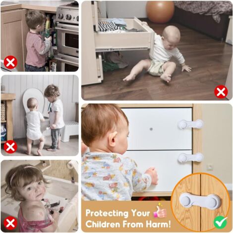 Bloque Porte Bébé 8 Pièces - Sécurité Enfant Pour Placards Et Tiroirs, Installation Sans Percage