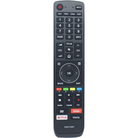 EN3Y39H Télécommande de rechange pour TV Hisense H65U7A H43A6500 H50A6500 H55A6500 H65A6500 H43AE6400 H50AE6400 H55AE6400 H65AE6400 H433 A65500 H50A6550 H55A6550 H65U9A H75U9A EN-3A31 EN3A31 42K320UW (1/5)