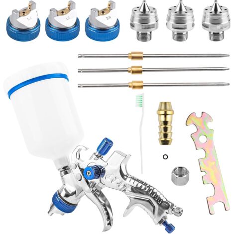 Pistolet à peinture pneumatique 600cc – 3 buses 1,4/1,7/2,0mm – Technologie HVLP pour finition professionnelle – Pour meubles et carrosserie (1/5)