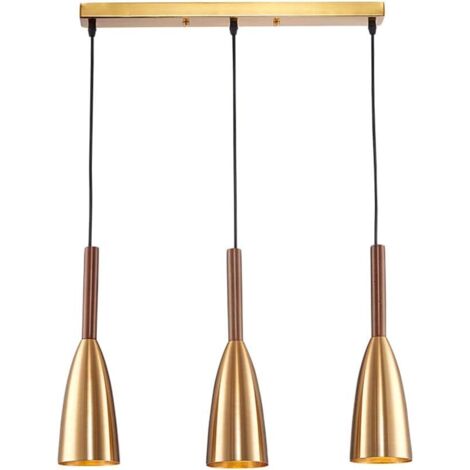 Nordic Laiton En Métal Pendentif Lumière De Mode De Luxe Moderne Mini Plafond Lampe Suspension (A, Droit 3 lumières) (1/5)