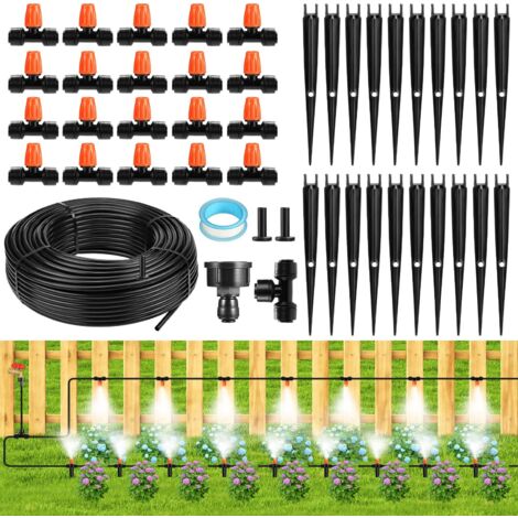 Système d'irrigation goutte à goutte de 20,6 m, système d'irrigation à connexion rapide pour kits d'irrigation goutte à goutte de jardin, kit d'arrosage de jardin avec volume de pulvérisation (1/5)