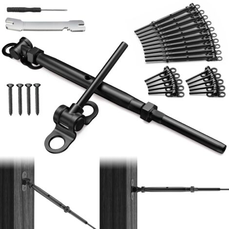Kit de 20 paires de garde-corps en câbles inox T316 3,2 mm – Tendeur à bascule réglable – Pour poteaux bois 2"x2" et 4"x4" (1/5)