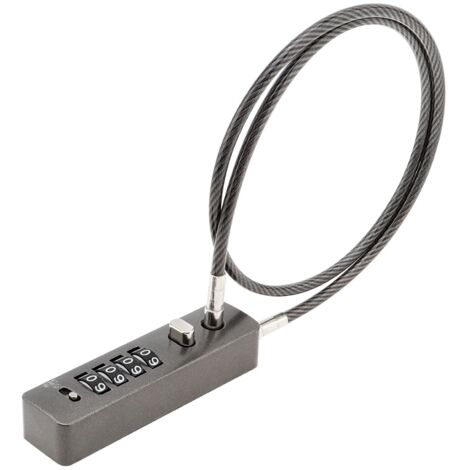 Antivol à câble avec combinaison, câble en acier de 69,5 cm, serrure à combinaison à 4 chiffres avec code réinitialisable pour vélos, petites clôtures, classeurs, armoires, portes de (1/5)