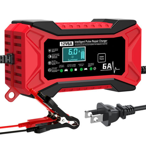 Chargeur de batterie lithium fer phosphate 12V 6A – Protection contre surtension – Écran LCD – Chargeur voiture et moto (1/2)