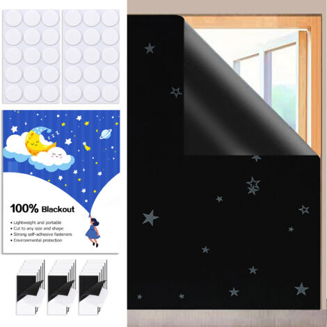 Rideau occultant sans perçage 200x148 cm – Tissu oxford 420D – 100% blackout – Anti chaleur – Installation facile sans traces (1/5)