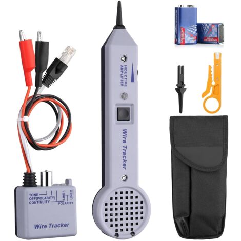 Traceur de Cable Electrique, Kit Générateur de Tonalité 200PE Test de Câble Amplifi Inductif avec Volume Réglable pour Traceur de Cable pour Lignes Téléphoniques et Câbles avec Sac de Stockage (1/5)