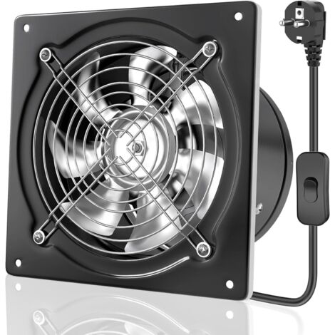 Extracteur d'air mural 525 m³/h – Acier inoxydable – Sortie par courroie – Pour cuisines, garages et ateliers – Faible entretien