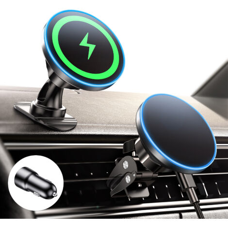 Applicable Magsafe Support de téléphone portable pour voiture 15 W avec fonction de charge rapide inductive, compatible avec MagSafe Fast Wireless Charger Auto pour iPhone 15/14/13, iPad, Samsung, Xia (1/5)