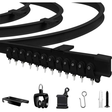 Rail à rideaux plafond flexible 5 m – PVC, métal, plastique, acier inoxydable – Capacité de charge élevée – Montage facile au plafond