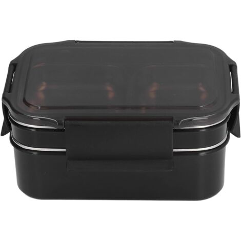 Lot de Rangement Alimentaire en Acier Inoxydable 304, Boîte à Lunch Isotherme Étanche 800ML, Pour Four, Congélateur et Lave-Vaisselle, Réutilisable pour Travail, Voyage ou Collation (Noir) (1/5)