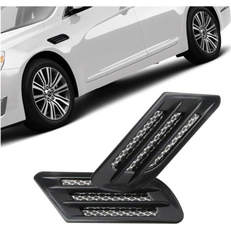 2Pcs Autocollant de Grille D'aération Latérale de Voiture, Couvercle de Trou D'évent de Grille D'admission D'air Ventilation, Filet Autocollant Décoratif Universel pour Côté Voiture(Noir)
