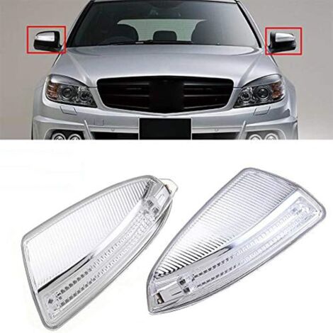 Clignotants rétroviseur extérieur pour Mercedes-Benz Classe C W204 et ML W164 – Remplacement direct – Paire gauche et droite – Plastique blanc - ML 07-11