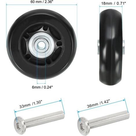 Roues De Remplacement Pour Valise 51x14mm - Lot 1 Jeu, Caoutchouc Noir, Marque Uxcell