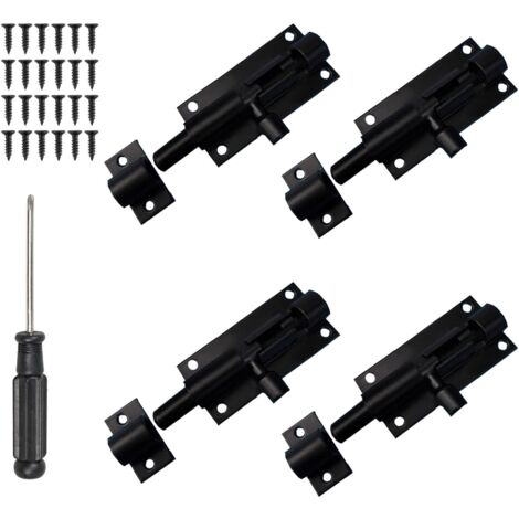 4 Pcs verrou porte exterieur,Acier inoxydable verrou porte interieure, Convient pour portes et fenêtresloquet porte,equipé de vis verrou de porte (1/5)