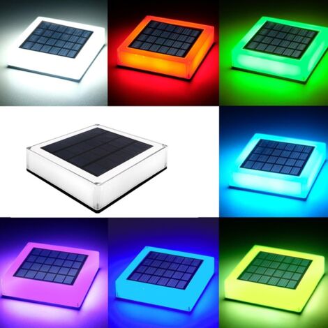 Lampe pilier solaire RGB avec panneau solaire – Lumière réglable blanc froid/jaune – IP68 étanche – Pour poteaux en bois, terrasse, patio (1/5)
