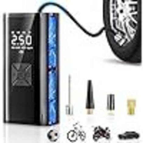 Gonfleur Pneus Voiture Sans Fil, Compresseur à Air Portatif, 150PSI 12V DC 10000mAh Mini Compresseur Portable avec Lumière LED, Compresseur de Voiture Pour Vélo, Voiture, Moto, Balles. (1/5)
