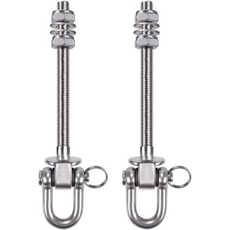 Lot de 2 crochets de balançoire 180° – Acier inoxydable 304 antirouille – Capacité 800 kg – Dimensions 14,5 cm pour poutres en bois et acier
