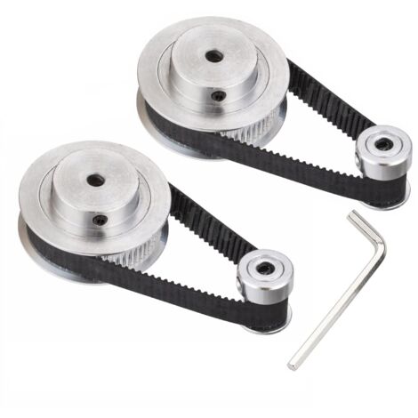 2 poulies 2GT en aluminium, alésage de 5 mm, 60 dents, 2 courroies de distribution synchrones GT2 20T, 2 courroies en caoutchouc à boucle fermée de 200 mm pour imprimante 3D CNC. (1/4)