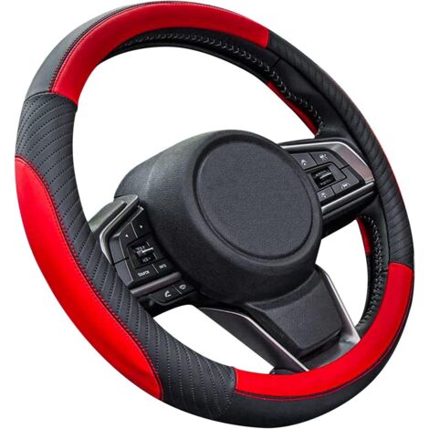 Pahajim Couvre Volant en Microfibre Cuir Housse Universelle 38cm,Protege Antidérapant Respirant Souple Durable Accessoire de Voiture (Noir
