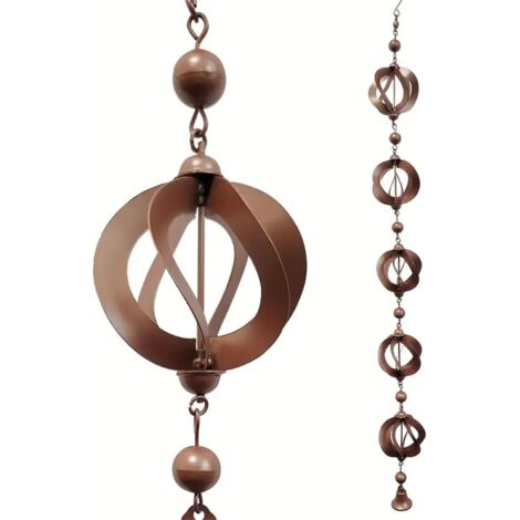 Chaîne de pluie en métal pour gouttière, 108 cm, carillon de pluie, chaîne de pluie à suspendre, décoration de jardin, chaîne attrape-pluie, carillon éolien rétro