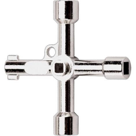 Clé Multifonction à Quatre Voies 4 en 1 Cle Armoire Électrique Universelle en Forme de Croix Triangle Pour Ascenseurs, Armoires Électriques, Vannes Couleur Argent (1/5)