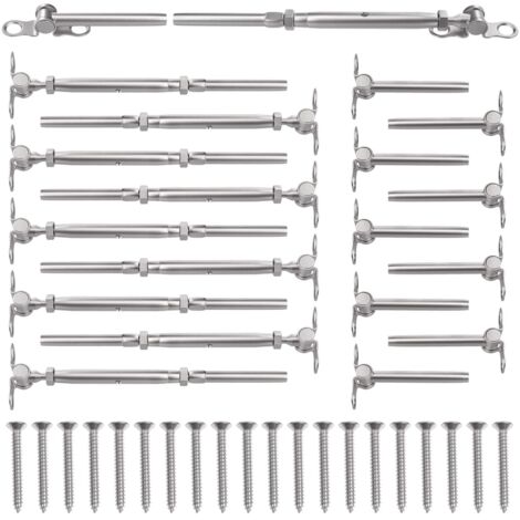 Kit de 10 câbles de garde-corps 3/16' en acier inoxydable T316 – Quincaillerie multi-angle pour poteaux en bois 2'x2' et 4'x4'