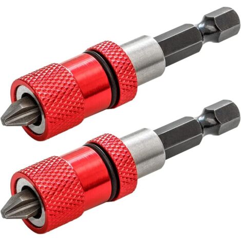 Porte-embout magnétique 1/4' avec butée de profondeur réglable – Acier chrome vanadium – Pour vis cloisons sèches – Lot de 2 pièces