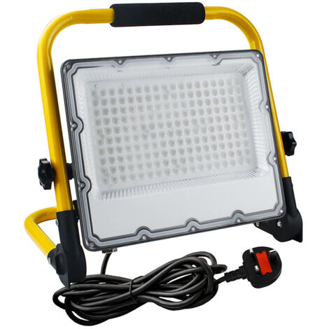 Projecteur LED Chantier 150W avec Interrupteur- Éclairage de Chantier Puissant et Étanche IP66, 6500K 15000 Lumens avec Prise et Cordon, Idéal pour Travaux Intérieurs et Extérieurs [Classe énergétique