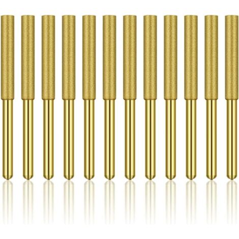 12 Pcs Diamant Affûteur de Tronçonneuse, Haute Dureté Titane Plaqué Burr Meule Meule, Affûteur de Tronçonneuse Pierre Bits, 5/32in 4mm (1/5)