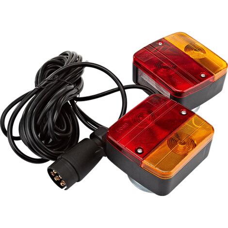 2x Feux Remorque 7,5m Câble 7 Broches 12V Homologué ECE Étanche pour Voitures Camions Caravanes Bateaux Camionnettes Feux Arrière d'Éclairage