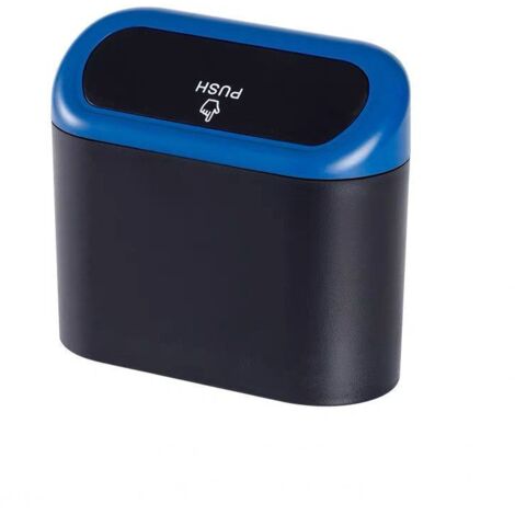2x Petite Poubelle de Voiture, Poubelle de Voiture avec Couvercle, Poubelle de Voiture Étanche, Boîte de Rangement de Voiture Suspendue Portable, pour Bureau de Voiture (Bleu) (1/5)