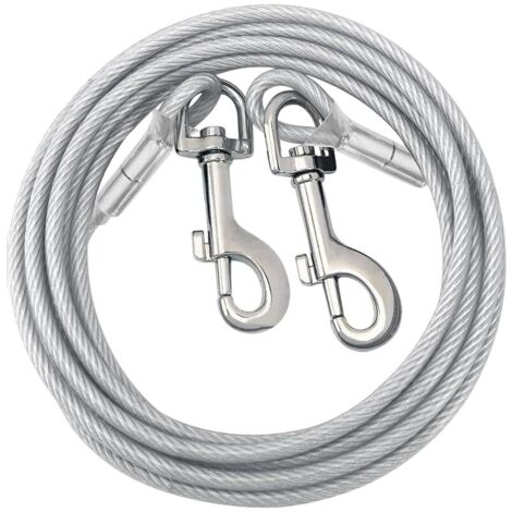Câble d'attache pour Chien, Chaine Longe pour Chien 3m avec Amortisseur à Ressort - Acier Anti-Rouille 50kg, Sécurité Anti-Fuite Extérieur (Pro-3m)