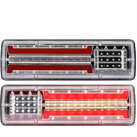 Led Feux Arrière De Remorque, feux arrières lampe pour camion, 2Pcs Lampe Lumineuse Stop Arrière, 24V Universel Séquentiel Fluide Stop Frein Tourner Singal Feu Arrière (24, Volts)