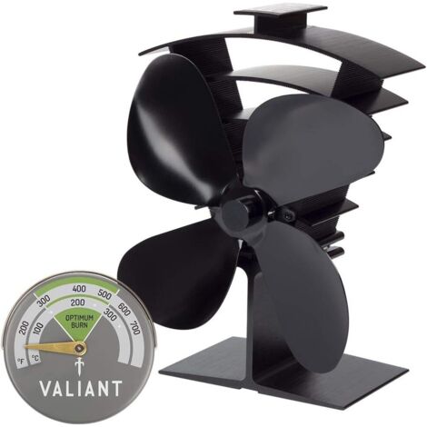 Ventilateurs de poêle Premium IV et thermomètre magnétique noir (1/3)